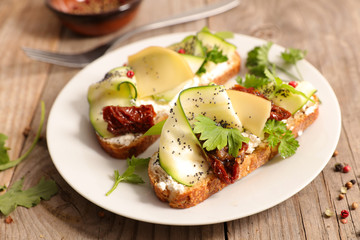 Sticker - bruschetta with cheese and zucchini