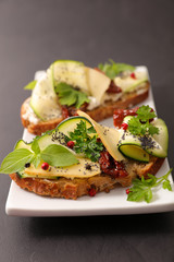 Sticker - bruschetta with cheese and zucchini