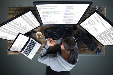 Wall Mural - Elevated View Of Man Sleeping On Desk