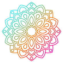 Colorful Gradient Flower Mandala. Hand Drawn Decorative Element.