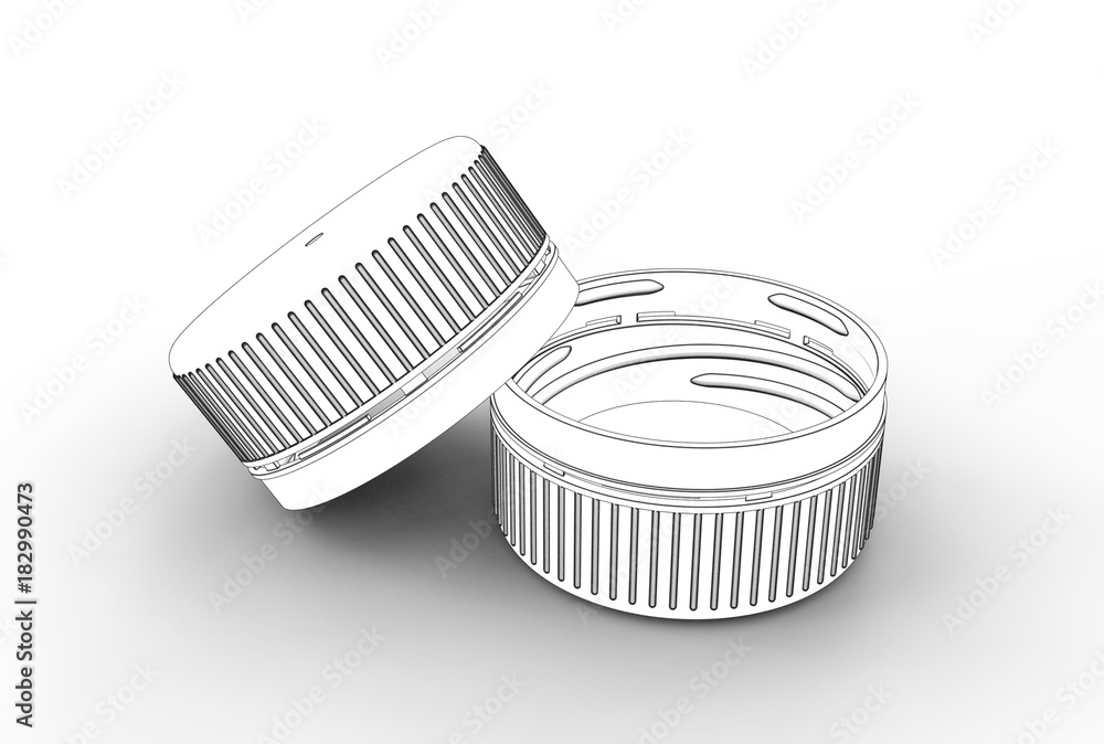 3d illustration of plastic bottle caps isolated on white Stock ...