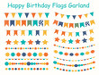 Party Flags, Buntings,  Brushes for Creating a Party Invitation or Card. Vector Illustration