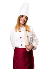 Canvas Print - Happy beautiful chef woman