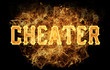 cheater word text logo fire flames design