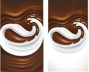 chocolate wavy background with milk tongue spalsh