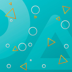 Wall Mural - geometric simple pattern with circles and triangles. vector gradient background