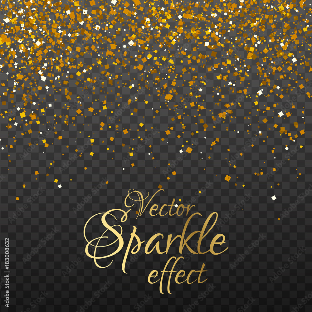 Vector gold glitter sparkle effect on transparent background. Stock ...