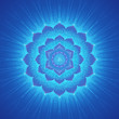 Light blue volumetric sacred mandala with motif of cell structure and lotus, vector illustration.