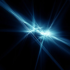 Poster - Light blue fractal stars on a black