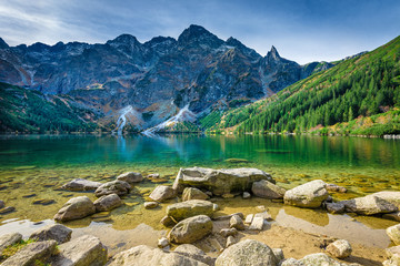 Green water lake Morskie Oko, Tatra Mountains, Poland