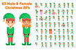 Boy And Girl Elf Characters Christmas Santa Claus Helper in Different Poses and Actions Teen Icons Set New Year Gift Holiday Flat Design Vector Illustration