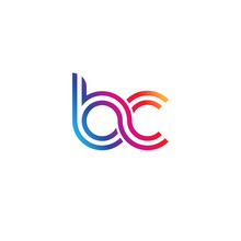 Initial Lowercase Letter Bc, Linked Outline Rounded Logo, Colorful Vibrant Gradient Color