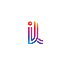 Initial lowercase letter il, linked outline rounded logo, colorful vibrant gradient color