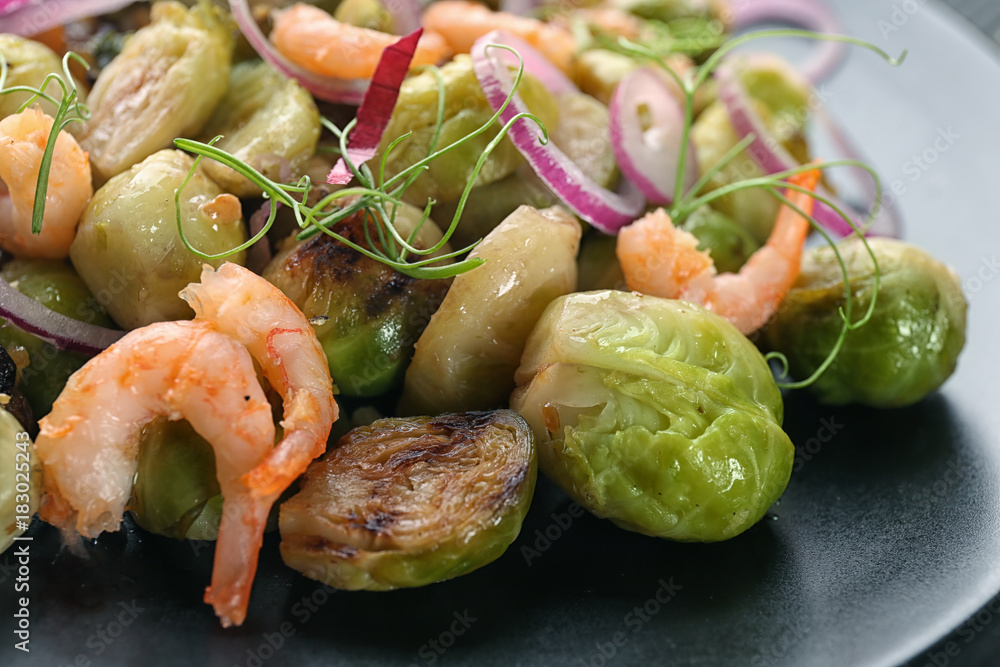 Yummy brussel sprouts salad on plate