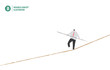 Businessman in equilibrium on the rope on white background illustration vector. Business concept.
