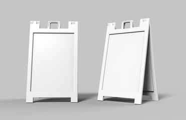 Wall Mural - Lightweight and portable plastic A-Frames Advertising Banner Stands are great way to advertise your business on a sidewalk and direct your customers to your storefront. 3d render illustration.