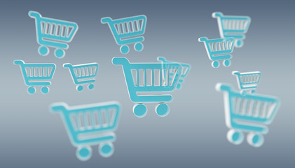 Digital shopping icons isolated 3D rendering