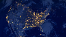 United States Of America Lights During Night As It Looks Like From Space. Elements Of This Image Are Furnished By NASA