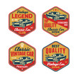 © mnaufal design - Set of Colored Old Retro Style Vintage Classic Car Vector Logo, Badge, Emblem, Icon, Sticker. Car Wash, Workshop Repair, Service, Community, Club, Car Show, Exhibition, Festival Element