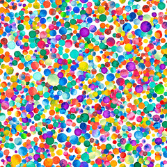 Watercolor confetti seamless pattern. Hand painted unique circles. Watercolor confetti circles. Purple scattered circles pattern. 118.