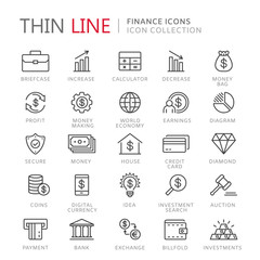 Collection of finance thin line icons