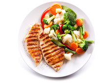 Plate Of Grilled Chicken With Vegetables