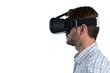 © WavebreakMediaMicro - Man using virtual reality headset against white background