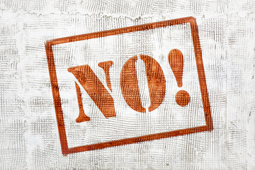 Canvas Print - NO! Graffiti on white stucco wall