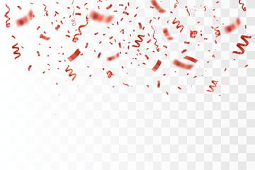 Wall Mural - Red confetti isolated. Festive vector background