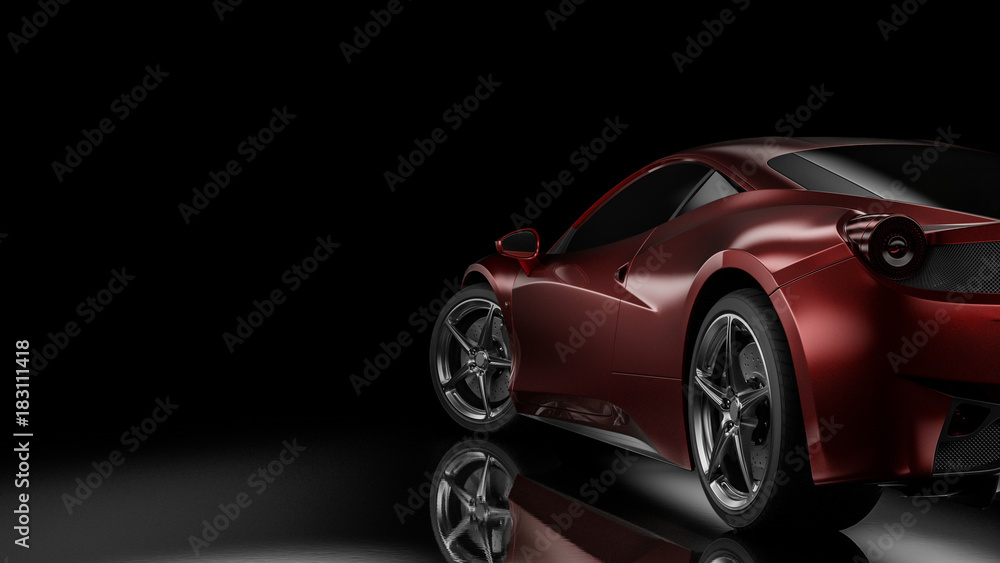 Dark car silhouette 3D illustration