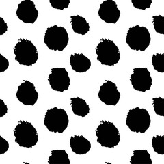 Hand drawn seamless dot pattern. Dry brush and rough edges ink illustration. Abstract vector background