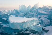 Cristal Clear Ice Of Baikal Lake. Siberia.