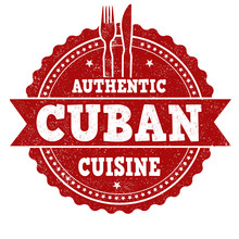 Authentic Cuban Cuisine  Grunge Rubber Stamp