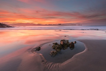 Wall Mural - spectacular sunset on the coast of Galicia