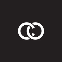 Initial Lowercase Letter Co, Overlapping Circle Interlock Logo, White Color On Black Background