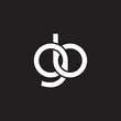 Initial lowercase letter gb, overlapping circle interlock logo, white color on black background