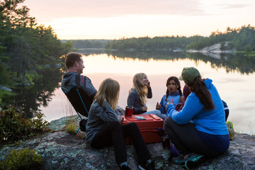 Kids playing during a family camping trip