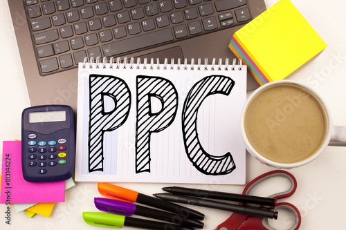 Word Writing Ppc Pay Per Click In The Office With Laptop - 