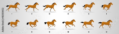 Fotografía Horse Run cycle, Animation, Sprites, Sprites sheets, Animation frames, sequence,