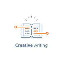 Storytelling Concept, Creative Writing, Open Book, Exam Preparation, Learn Grammar, Read Brief Summary