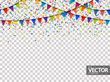 seamless garland and confetti background with vector transparency