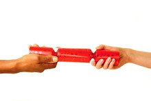 Woman With A Christmas Cracker Free Stock Photo Public Domain Pictures