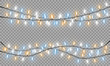 © Iskanderova.an - Glowing Christmas lights isolated realistic design elements. Garlands, Christmas decorations lights effects