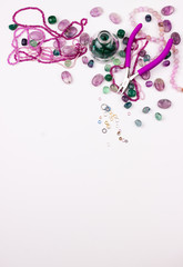 Canvas Print - Glass seed beads and gemstones