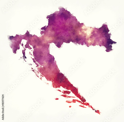 Fotografía Croatia watercolor map in front of a white background