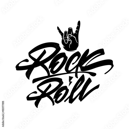 Dekoracja na wymiar  plakat-z-napisem-rock-and-rolla-grafika-wektorowa-na-koszulke