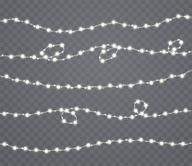 Wall Mural - christmas glowing lights, garlands. new year's decor.