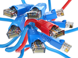 Leinwandbilder - Computer network LAN cables rj45.  Internet connections choice concept.