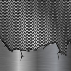 Sticker - Metal perforated background with torn metal edges