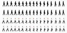 Business Man Walk Cycle Sprite Sheet, Animation Frames, Silhouette, Loop Animation